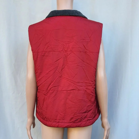 NY&Co Women's Puffer Vest Reversible Large Red Grey Zip up Soft Outdoor Warm - Picture 6 of 12